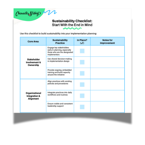 The CharacterStrong Sustainability Checklist