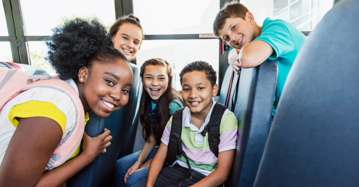 Students on a school bus