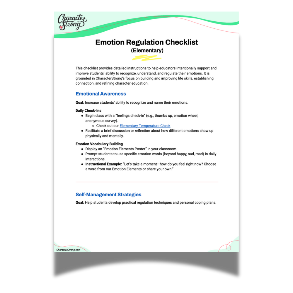 Emotion Regulation Checklist (Elementary)