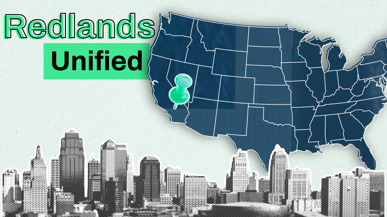 Map of United States with Pin Redlands